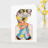 小さい男の子のバースデー・カード カード (黄色い花)