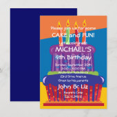 小さい男の子の大きいお誕生日ケーキの招待状 招待状 (正面/裏面)