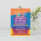 小さい男の子の大きいお誕生日ケーキの招待状 招待状 (スタンド正面)