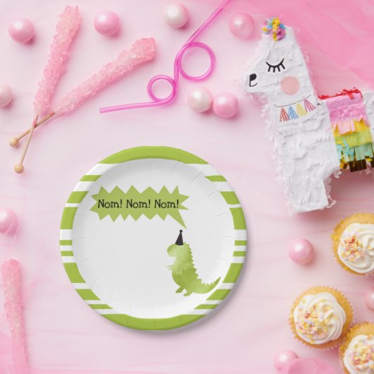 小さい男の子の恐竜の緑のディーノのテーマの装飾 ペーパープレート (パーティー)