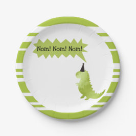 小さい男の子の恐竜の緑のディーノのテーマの装飾 ペーパープレート