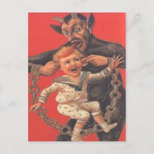 小さい男の子を罰するKrampus ポストカード