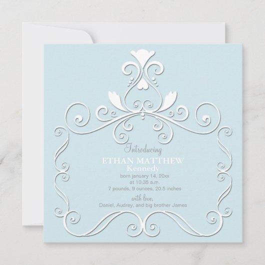 小さい皇族の青い写真の誕生の発表 案内状 (正面)