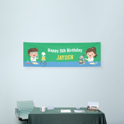 小さい科学者の子供の誕生日のパーティーの旗 横断幕 (トレードショー)