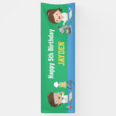 小さい科学者の子供の誕生日のパーティーの旗 横断幕 (縦)