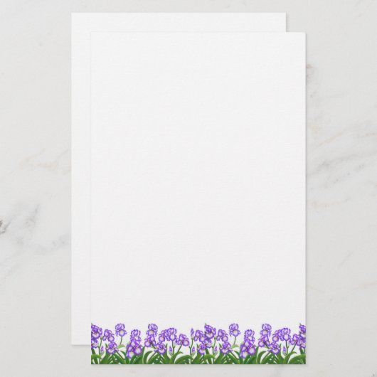 小さい紫色のアイリスによっては文房具が開花します 便箋 (正面/裏面)