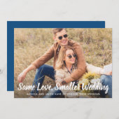 小さい結婚の同じラブフォトクラシックブルー 案内状 (正面/裏面)