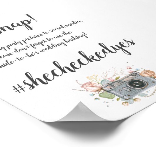 小さい結婚方のハッシュタグブライダルシャワー ポスター (角)