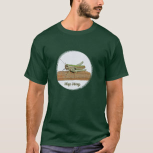 小さい緑のバッタの漫画 Tシャツ