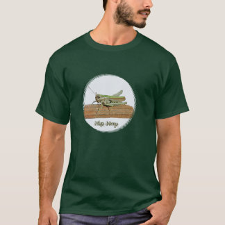 小さい緑のバッタの漫画 Tシャツ