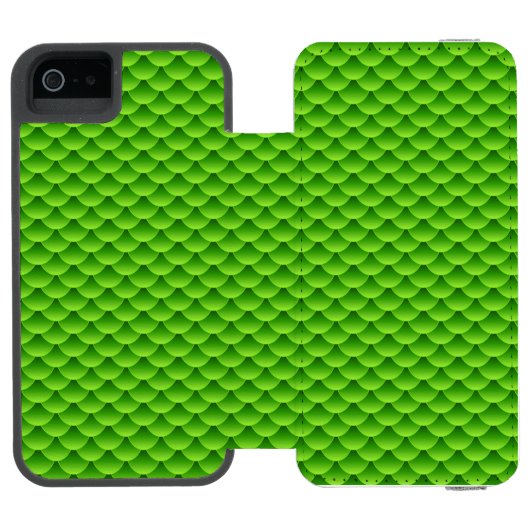 小さい緑の魚スケールパターン INCIPIO iPhoneウォレットケース (フォリオ Open)