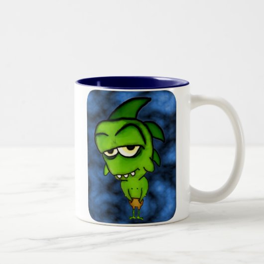 小さい緑モンスターのマグ ツートーンマグカップ (右)