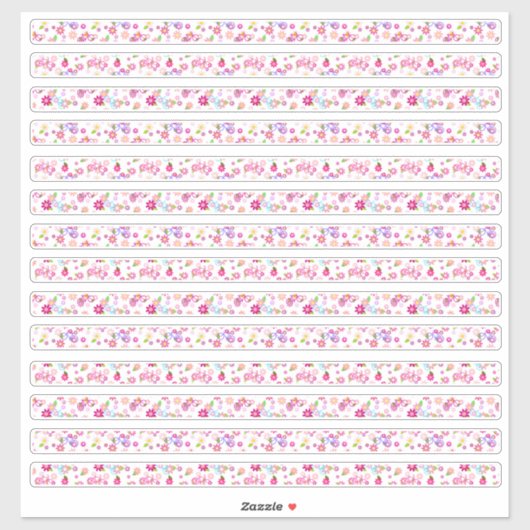 小さい縁どフローラピンクと白 シール (シート)