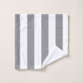 小さい縦の灰色のストライプ バスタオルセット (ウォッシュタオル)