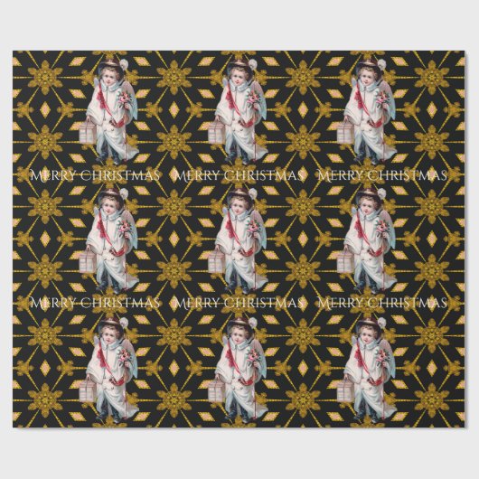 小さい羊飼いの男の子のビクトリア時代の人のクリスマス ラッピングペーパー (フラット)