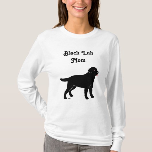 小さい舌を搭載する黒いラブラドール Tシャツ (正面)