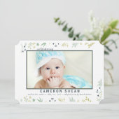 小さい花の写真の誕生の発表 案内状 (スタンド正面)