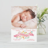 小さい花の写真の誕生の発表 案内状 (スタンド正面)