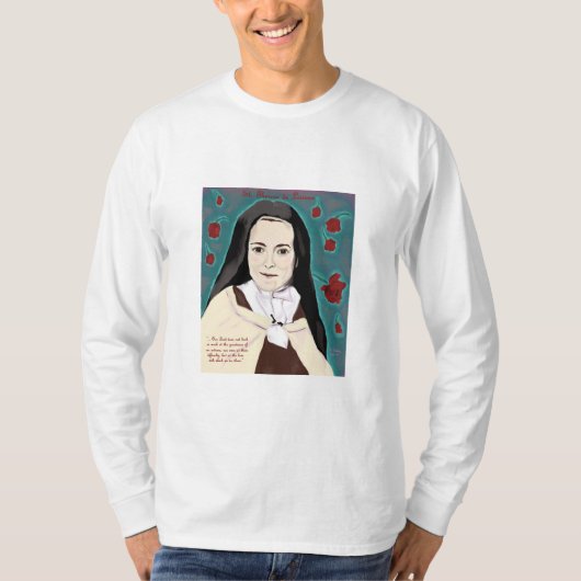 小さい花の長袖のティーの白 Tシャツ (正面)