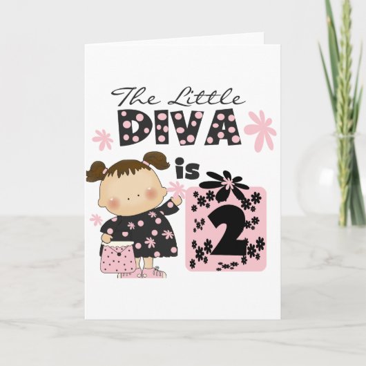 小さい花型女性歌手の第2誕生日のTシャツおよびギフト カード (正面)