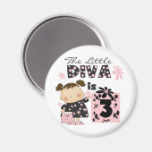 小さい花型女性歌手の第3誕生日のTシャツおよびギフト マグネット (正面/裏面)