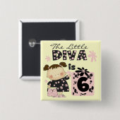 小さい花型女性歌手の第6誕生日のTシャツおよびギフト 缶バッジ (正面&裏面)