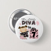 小さい花型女性歌手の第7誕生日のTシャツおよびギフト 缶バッジ (正面&裏面)