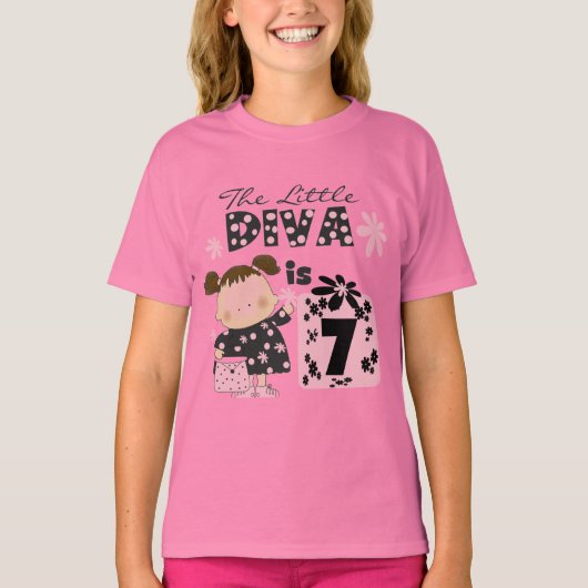 小さい花型女性歌手の第7誕生日のTシャツおよびギフト Tシャツ (正面)