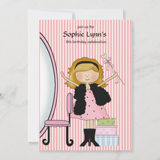 小さい花型女性歌手の誕生日の招待状 招待状 (正面)