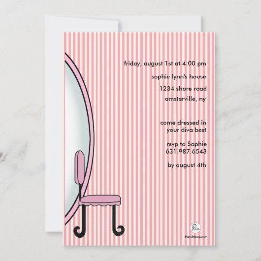 小さい花型女性歌手の誕生日の招待状 招待状 (裏面)