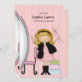 小さい花型女性歌手の誕生日の招待状 招待状 (正面/裏面)