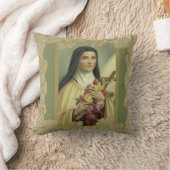 小さい花w/pinkのバラが緑化するSt.テレーズ クッション (ブランケット)