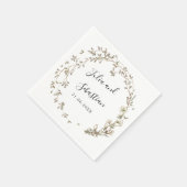 小さい葉花とラ結婚ンフラワーのモノグラム スタンダードカクテルナプキン (角)