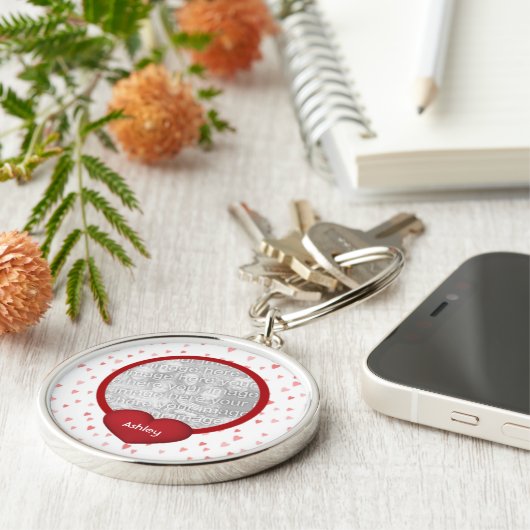 小さい赤いハートのデザインの写真 キーホルダー (側面)