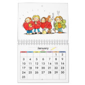 小さい赤い子供のカレンダーおもしろいカレンダー子供へ カレンダー (1月 2027)