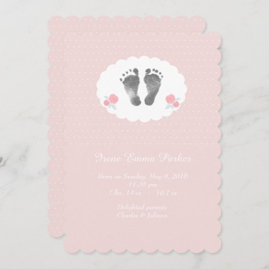 小さい足跡の誕生の発表 案内状 (正面/裏面)