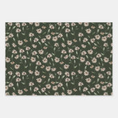 小さい開花の水色パターン ラッピングペーパーシート (正面3)