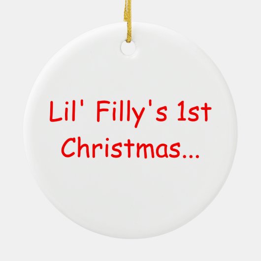 小さい雌の子馬の馬のベビーの初めてのクリスマスのオーナメント セラミックオーナメント (裏面)