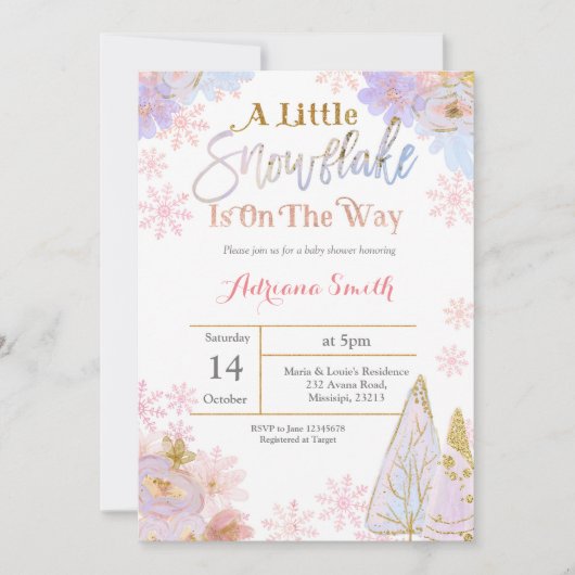 小さい雪片は方法招待にあります 招待状 (正面)