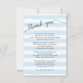 小さい青い縞の男の赤ちゃん サンキューカード (正面)