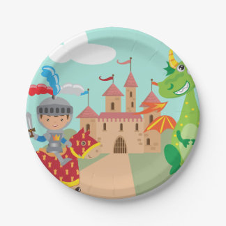 小さい騎士城およびドラゴン ペーパープレート