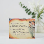 小さい魔法使い及び猫(ヴィンテージのハロウィンカード) ポストカード (スタンド正面)