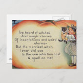 小さい魔法使い及び猫(ヴィンテージのハロウィンカード) ポストカード (正面/裏面)
