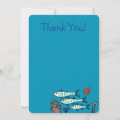 小さい魚を持つ1匹、2匹、3匹の魚および珊瑚 サンキューカード (正面)
