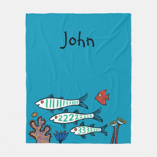 小さい魚を持つ1匹、2匹、3匹の魚および珊瑚 フリースブランケット (正面)