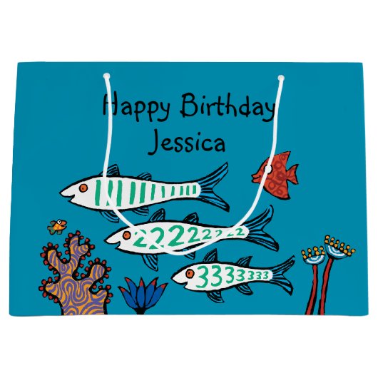 小さい魚を持つ1匹、2匹、3匹の魚および珊瑚 ラージペーパーバッグ (正面)