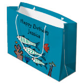 小さい魚を持つ1匹、2匹、3匹の魚および珊瑚 ラージペーパーバッグ (裏面アングル)