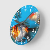 小さい魚 ラウンド壁時計 (傾斜)