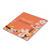 小さい鳥および桜の花の台所Trivet Deco タイル (側面)