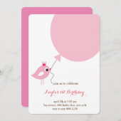 小さい鳥のプリンセスの最初誕生日の招待状 招待状 (正面/裏面)